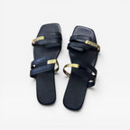 Women's Flat Slide Sandals with Square Toe