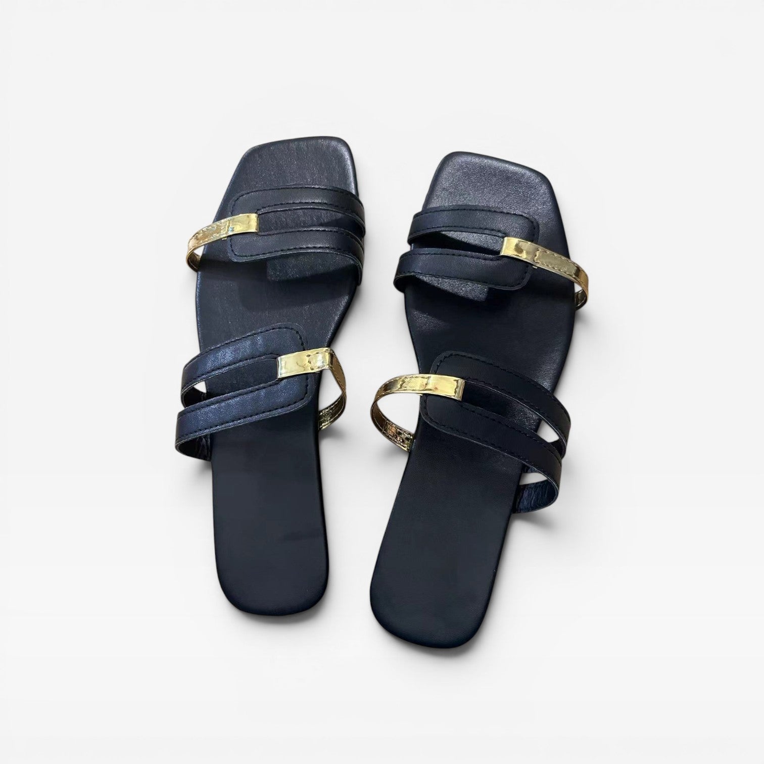 Women's Flat Slide Sandals with Square Toe