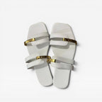Women's Flat Slide Sandals with Square Toe