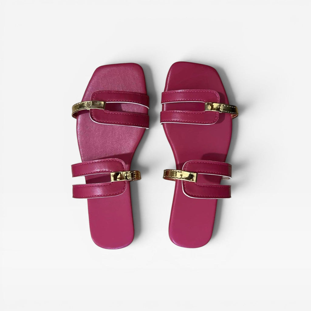 Women's Flat Slide Sandals with Square Toe