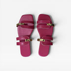 Women's Flat Slide Sandals with Square Toe