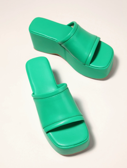 Women's Leather Chunky Flatform Slides