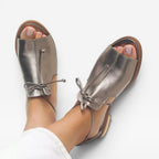 Women's Leather Peep-Toe Ankle-Tie Sandals