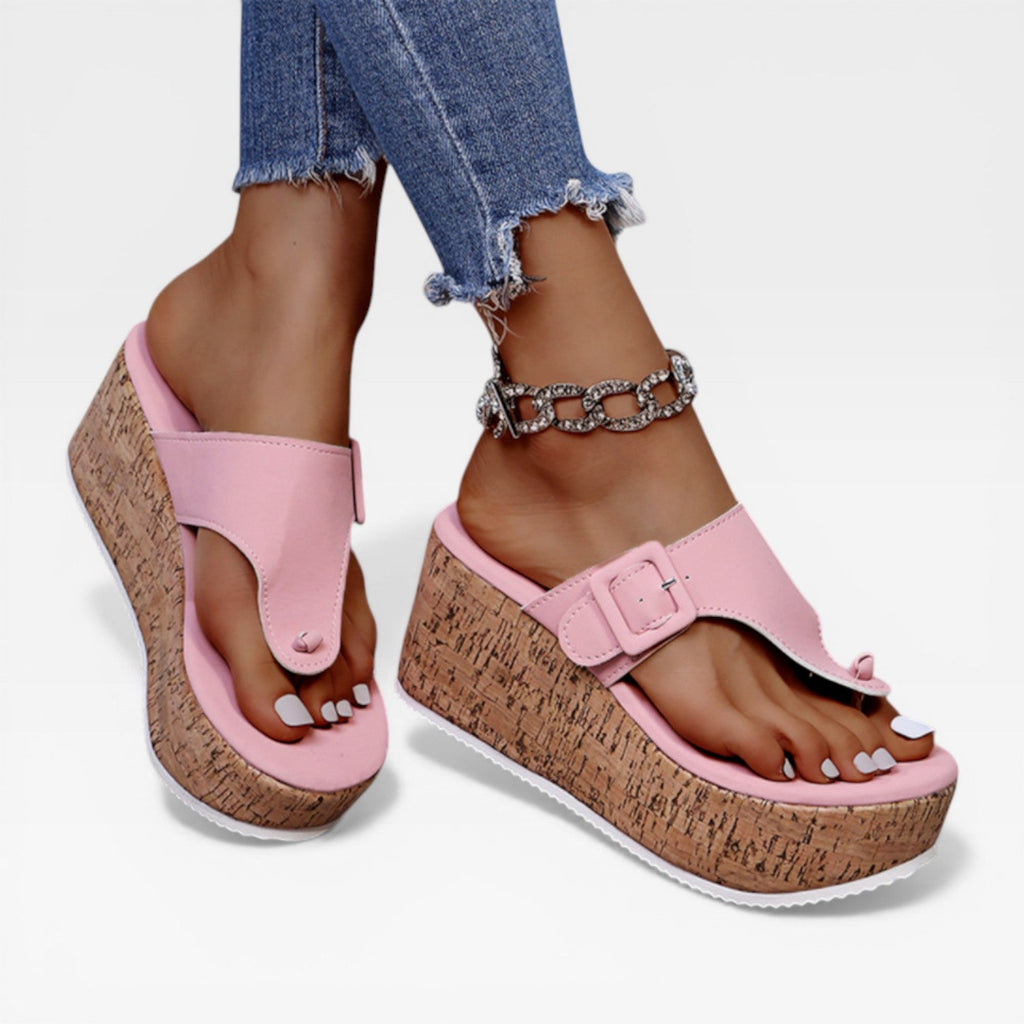 Women's Cushioned Platform Wedge Thong Sandals