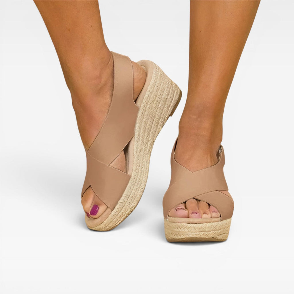 Women's Cross-Strap Espadrille Wedge Sandals