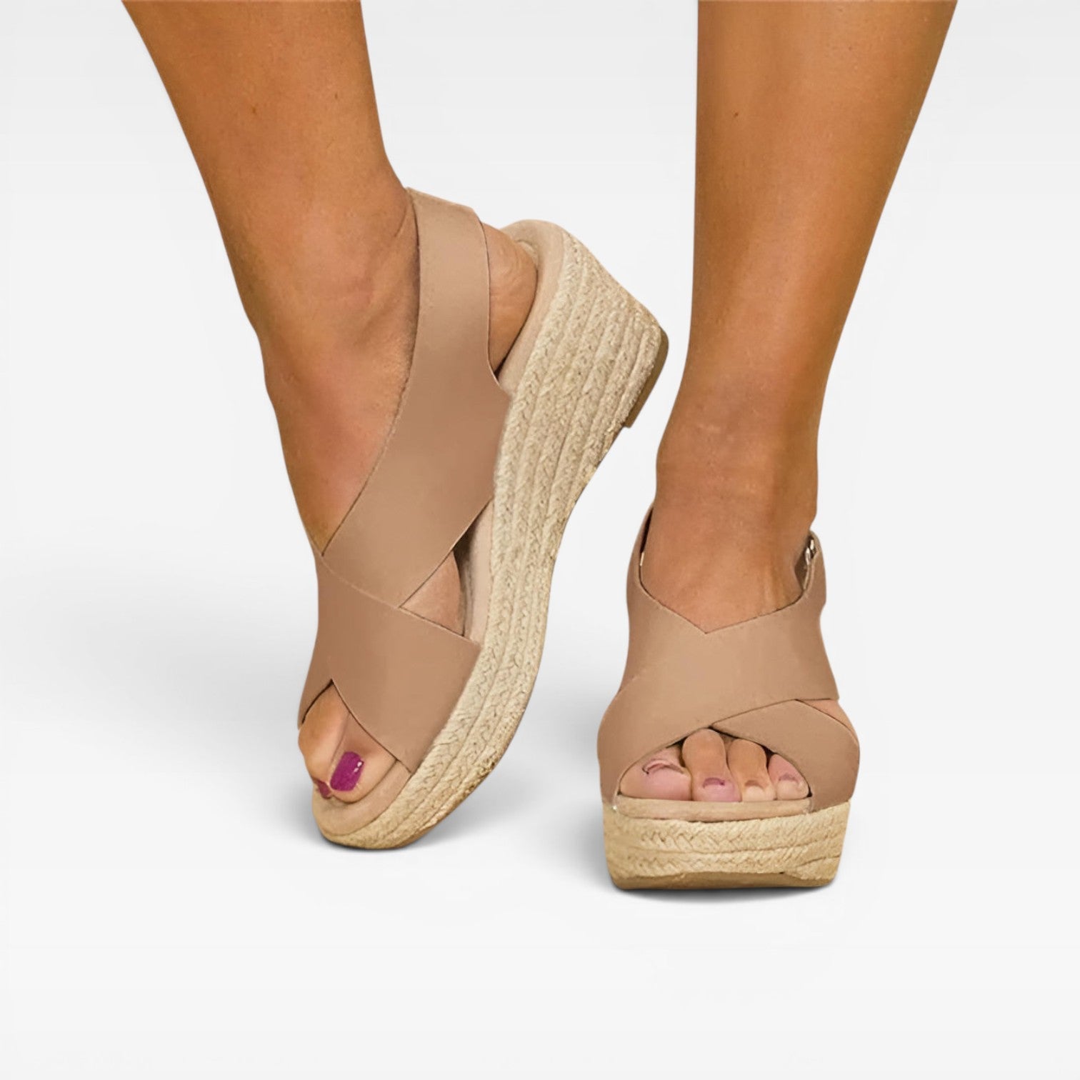 Women's Cross-Strap Espadrille Wedge Sandals