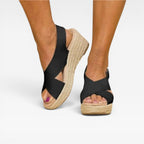 Women's Cross-Strap Espadrille Wedge Sandals
