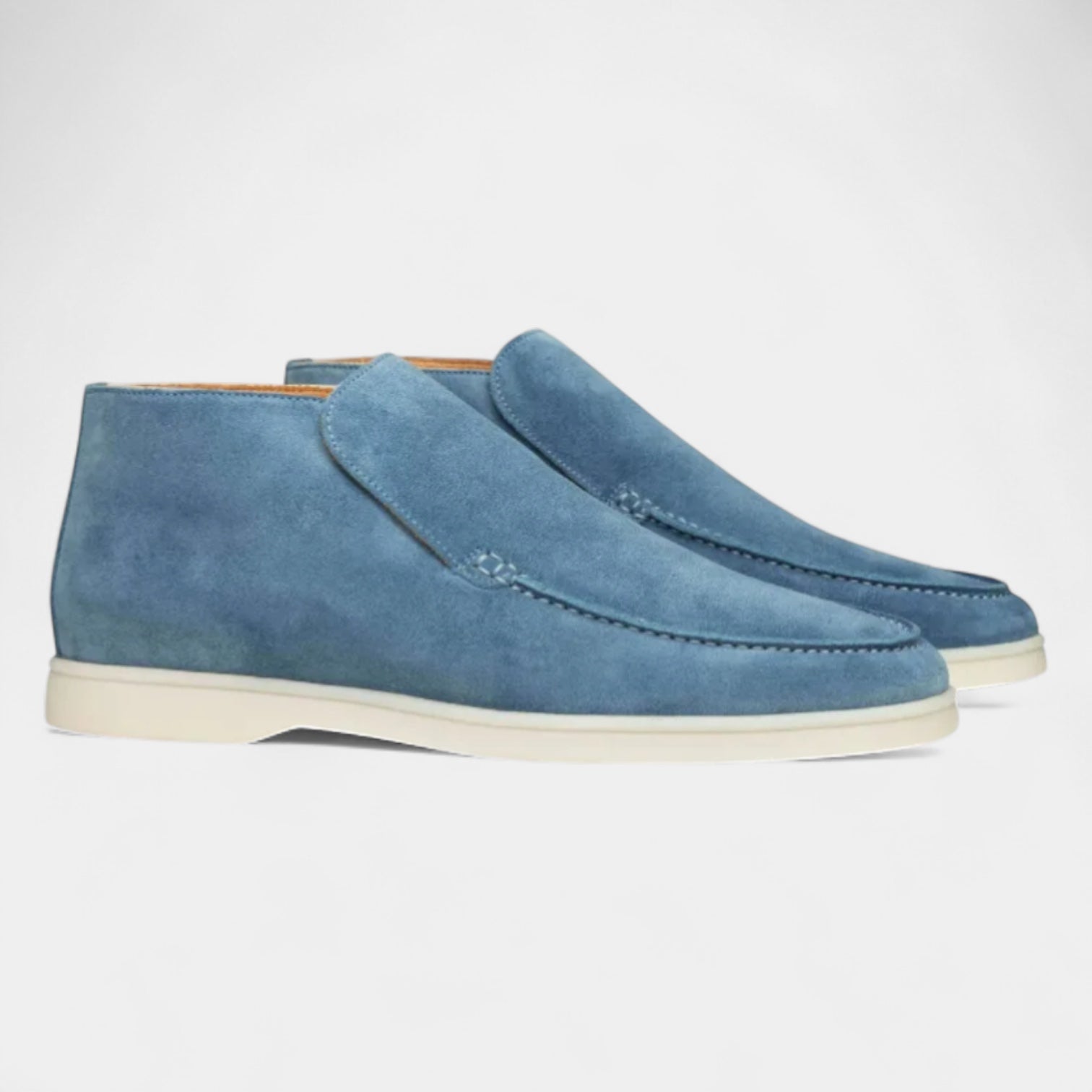 Suede High-Top Loafers Slip-On Rubber Sole for Men