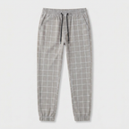 Windowpane Check Jogger Pants Elasticated Waist for Men