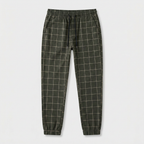 Windowpane Check Jogger Pants Elasticated Waist for Men