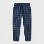 Windowpane Check Jogger Pants Elasticated Waist for Men