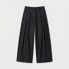 Wide Leg Pleated Trousers High Rise Wool Blend for Men