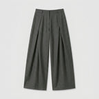 Wide Leg Pleated Trousers High Rise Wool Blend for Men
