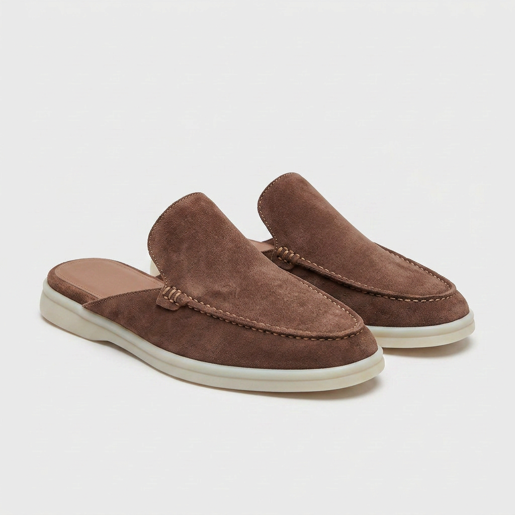 Suede Mule Loafer Apron Toe Platform Sole for Men