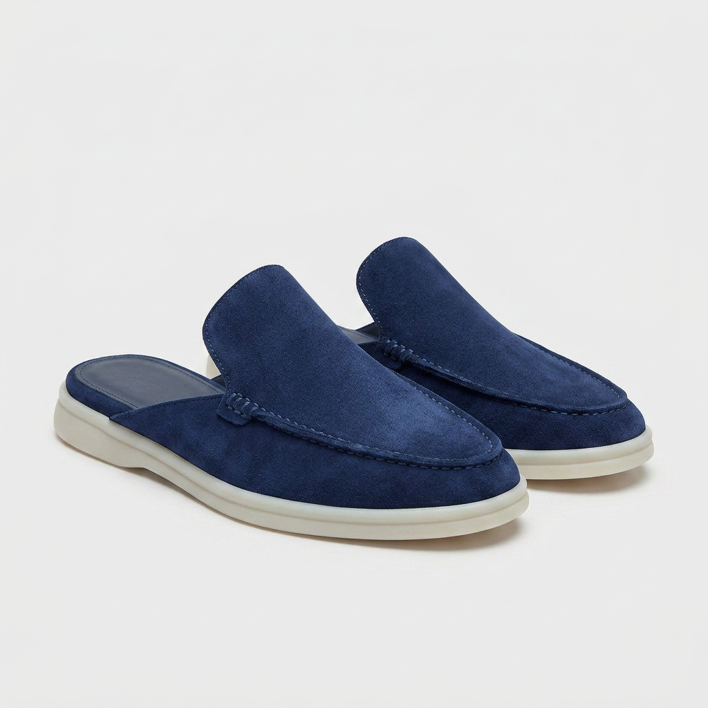 Suede Mule Loafer Apron Toe Platform Sole for Men