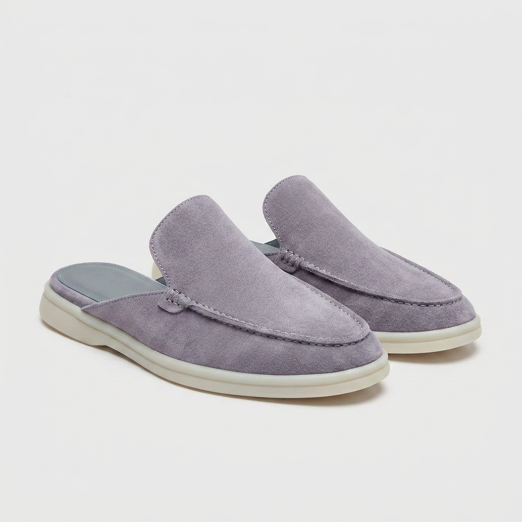 Men's Suede Mule Loafer Apron Toe Platform Sole