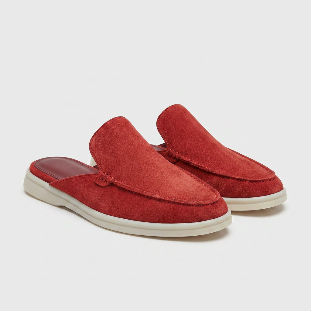 Men's Suede Mule Loafer Apron Toe Platform Sole