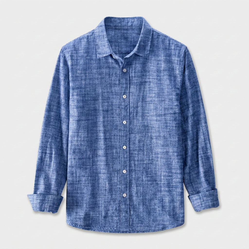 Linen Long Sleeve Shirt Relaxed Fit for Men