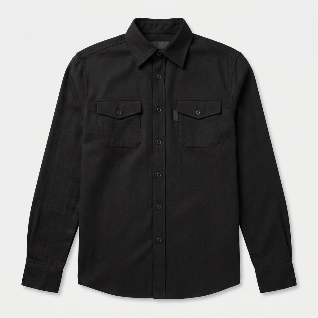 Flannel Overshirt Dual Chest Pockets Long Sleeve for Men