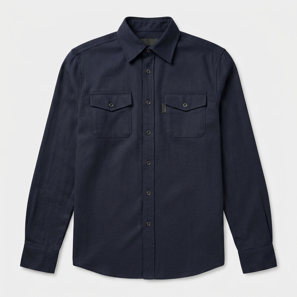 Flannel Overshirt Dual Chest Pockets Long Sleeve for Men