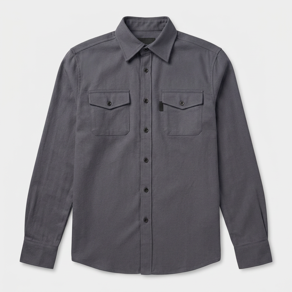 Flannel Overshirt Dual Chest Pockets Long Sleeve for Men