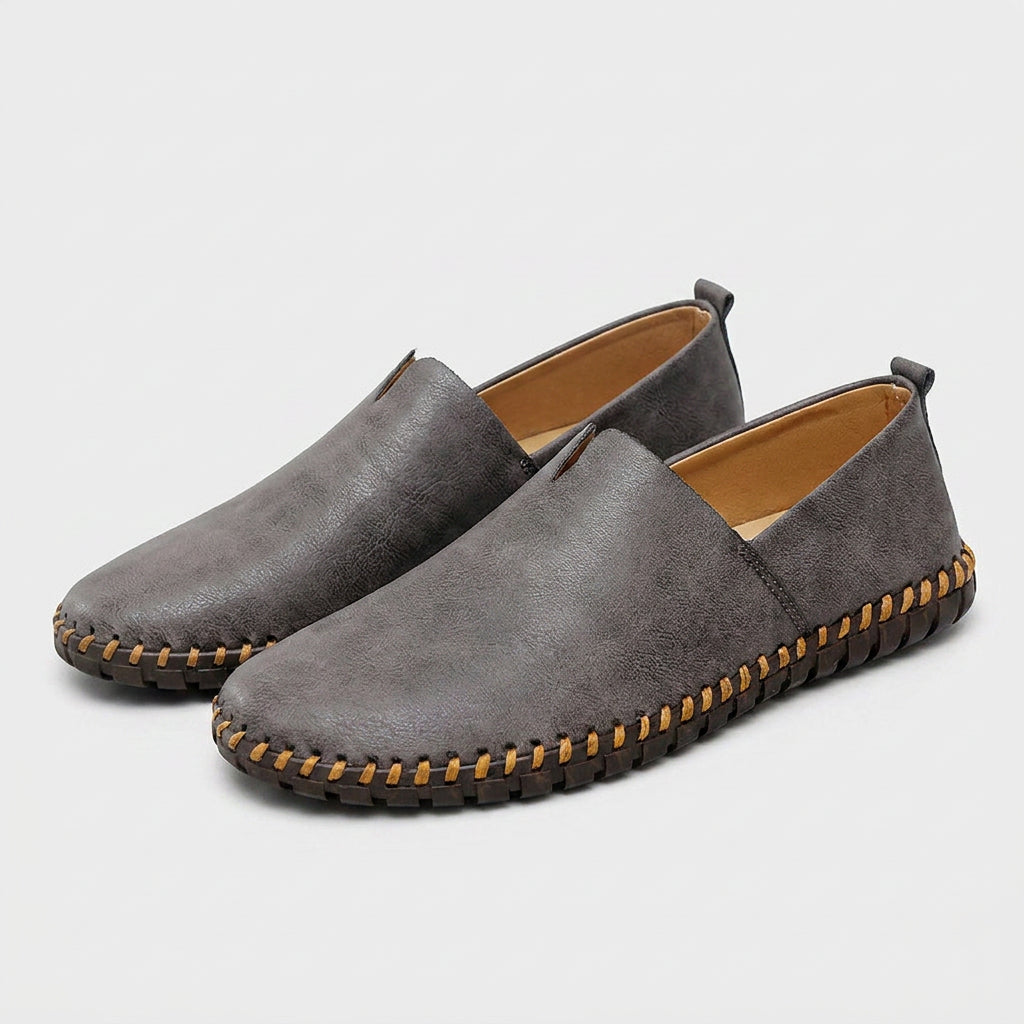 Leather Slip-On Loafer Woven Sole for Men