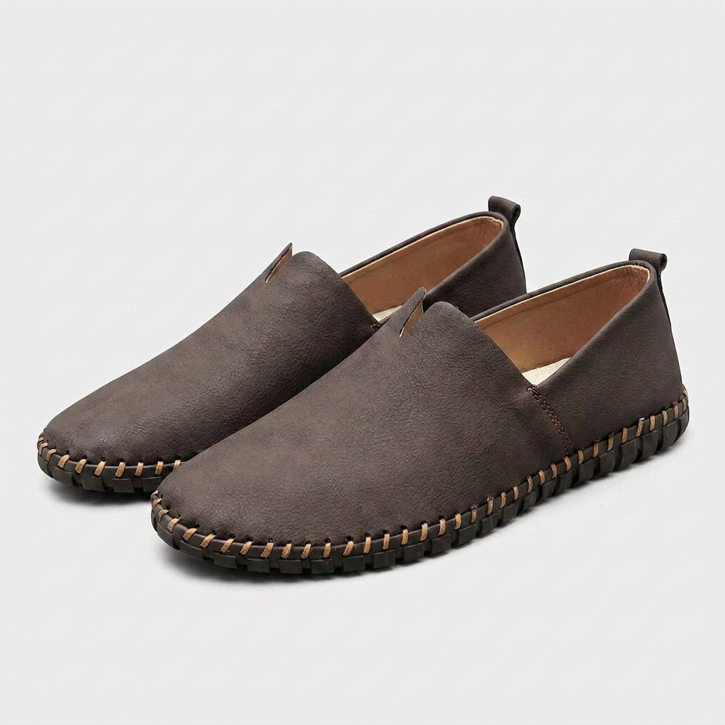 Leather Slip-On Loafer Woven Sole for Men