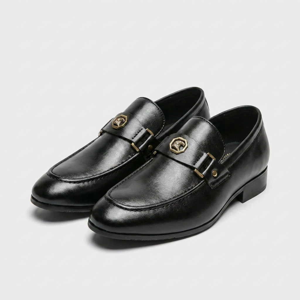 Leather Loafer Medallion Strap Antique Hardware for Men