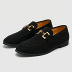 Suede Loafer Gold Chain Bit Hardware for Men