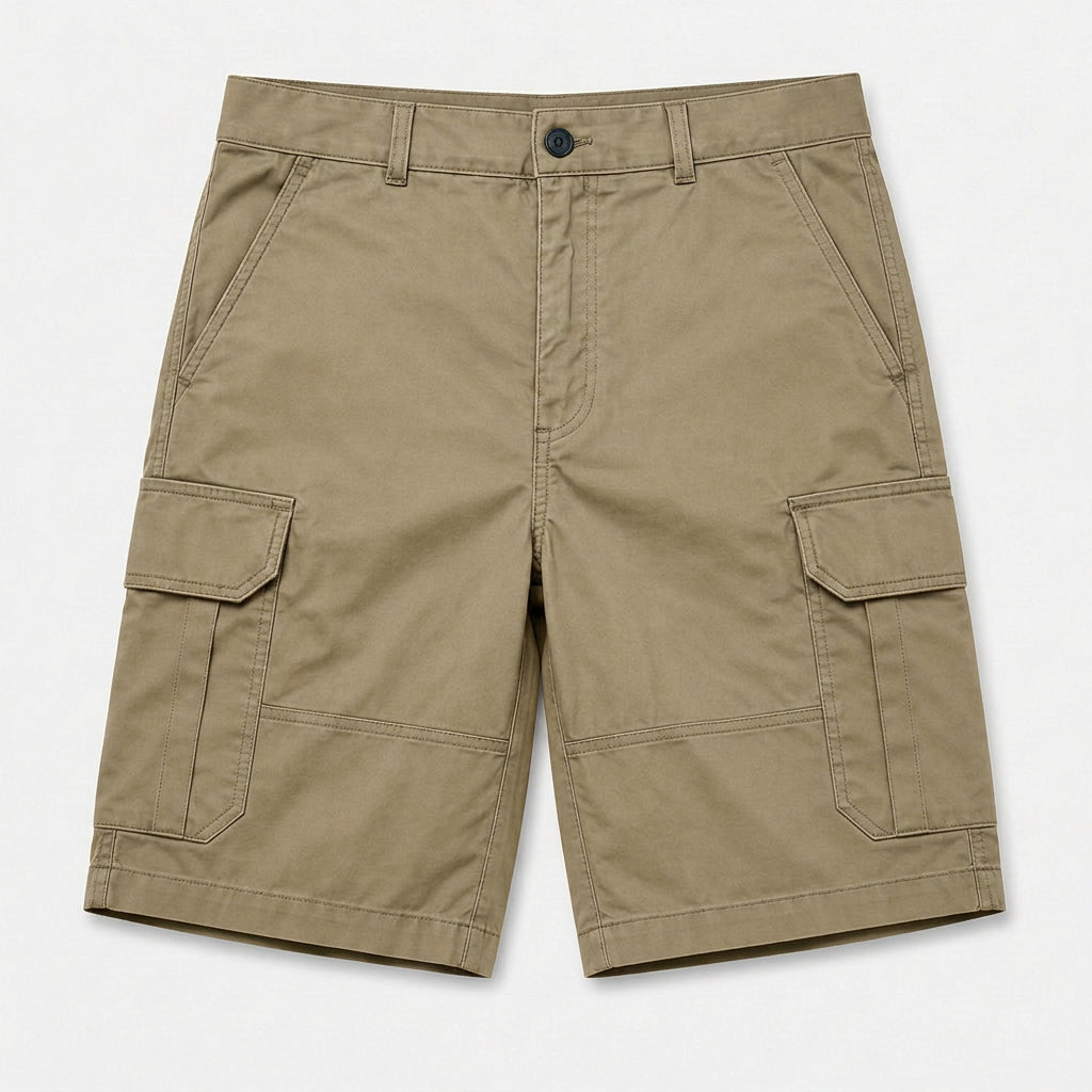Cargo Shorts Flap Pockets Rolled Hem for Men