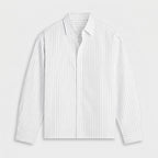 Pinstripe Cropped Shirt Relaxed Fit Long Sleeve for Men