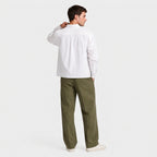 Pinstripe Cropped Shirt Relaxed Fit Long Sleeve for Men