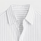 Pinstripe Cropped Shirt Relaxed Fit Long Sleeve for Men