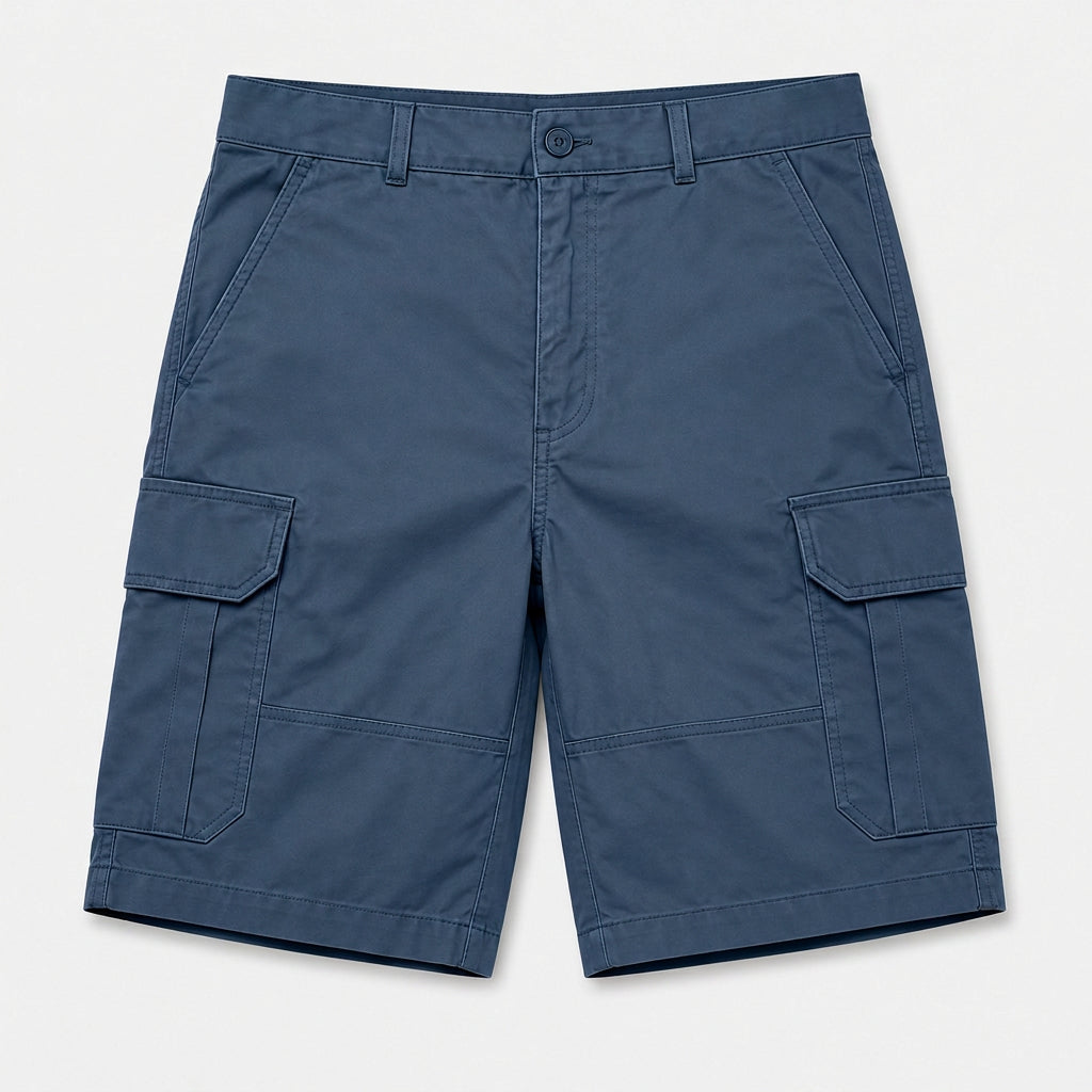 Cargo Shorts Flap Pockets Rolled Hem for Men