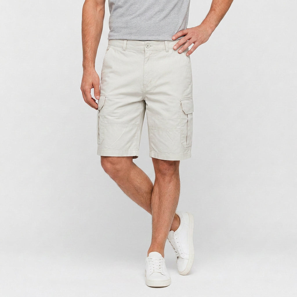 Cargo Shorts Flap Pockets Rolled Hem for Men