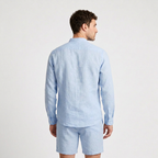 Linen Mandarin Collar Shirt And Shorts Set for Men