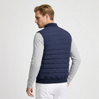 Quilted Bomber Vest Full Zip Ribbed Collar for Men