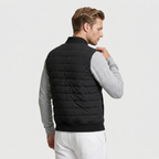 Quilted Bomber Vest Full Zip Ribbed Collar for Men