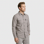 Flannel Overshirt Dual Chest Pockets Long Sleeve for Men