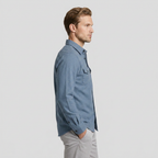 Flannel Overshirt Dual Chest Pockets Long Sleeve for Men