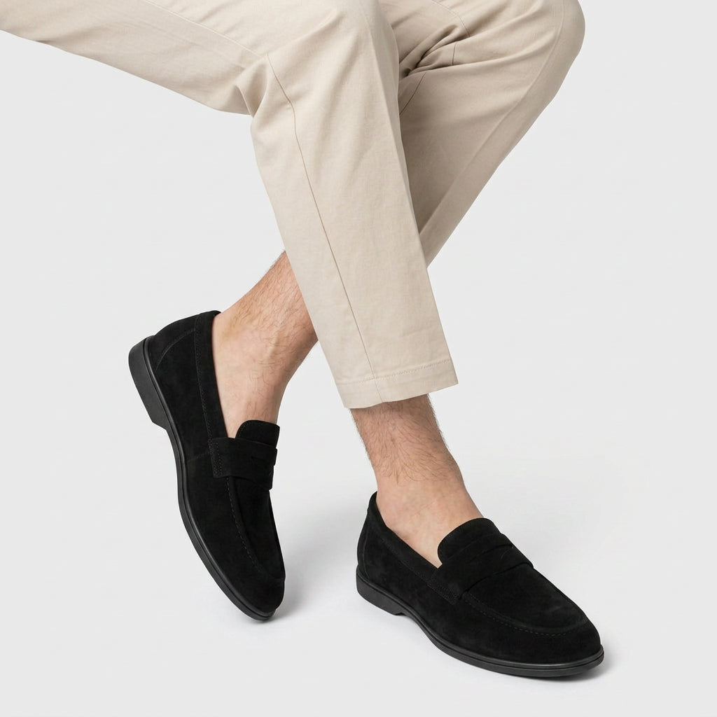 Suede Penny Loafer Classic Leather Sole for Men