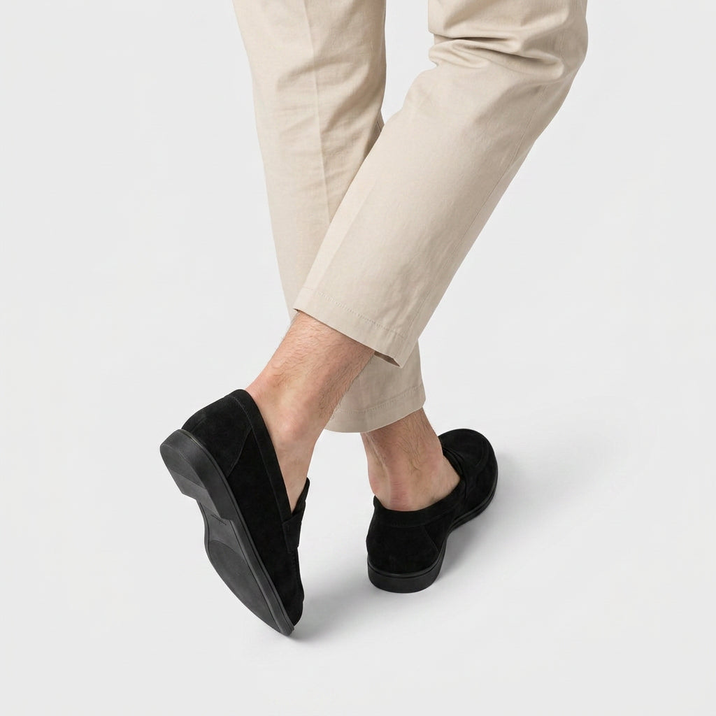 Suede Penny Loafer Classic Leather Sole for Men