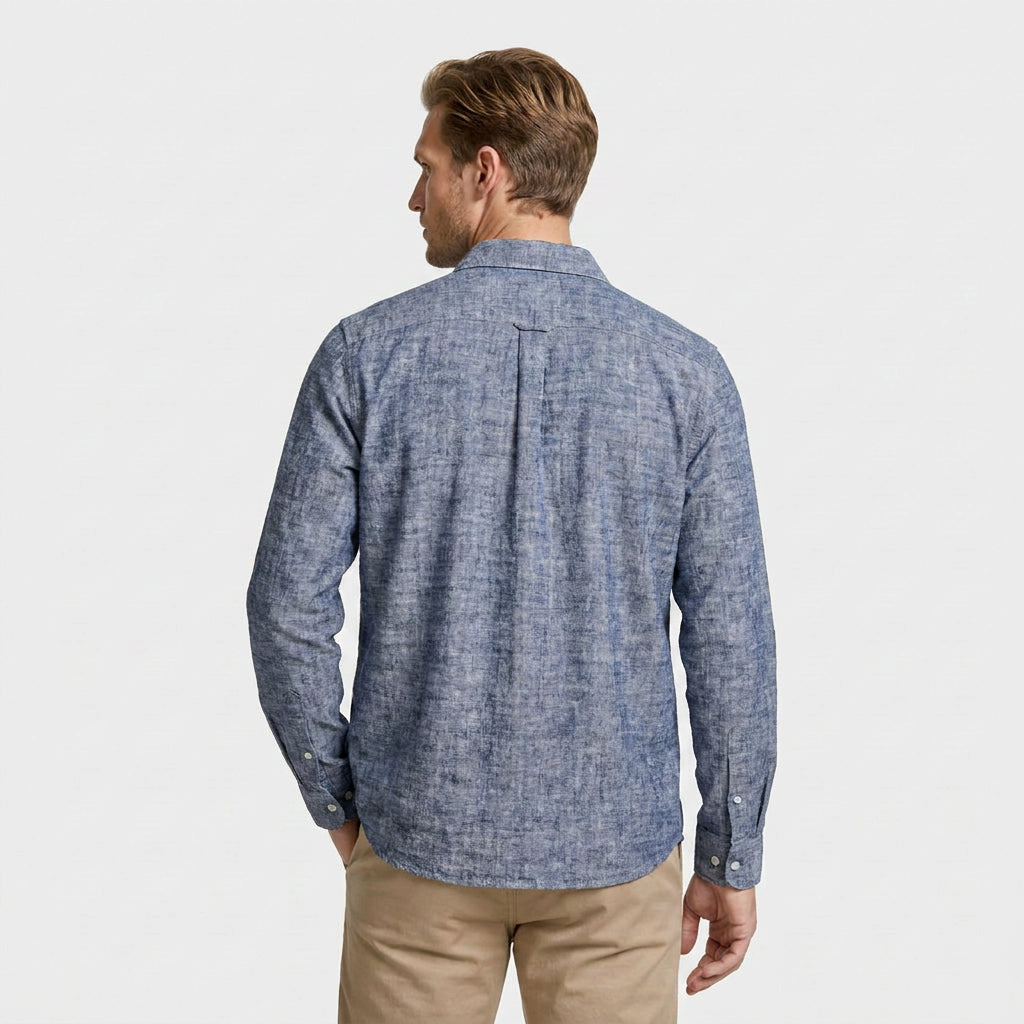 Linen Long Sleeve Shirt Relaxed Fit for Men