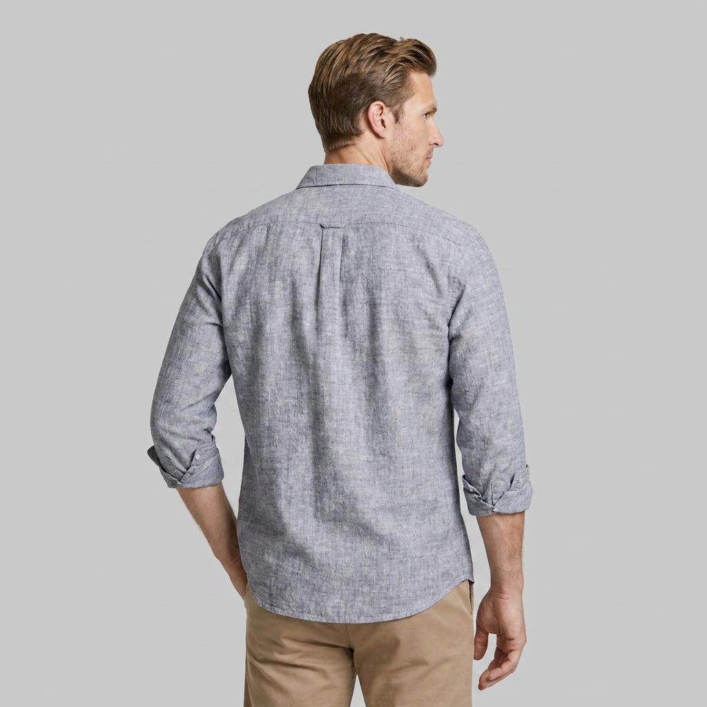 Linen Long Sleeve Shirt Relaxed Fit for Men
