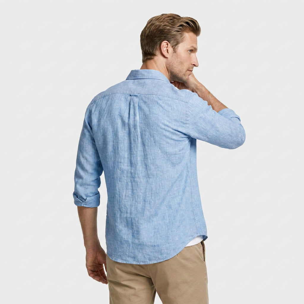 Linen Long Sleeve Shirt Relaxed Fit for Men
