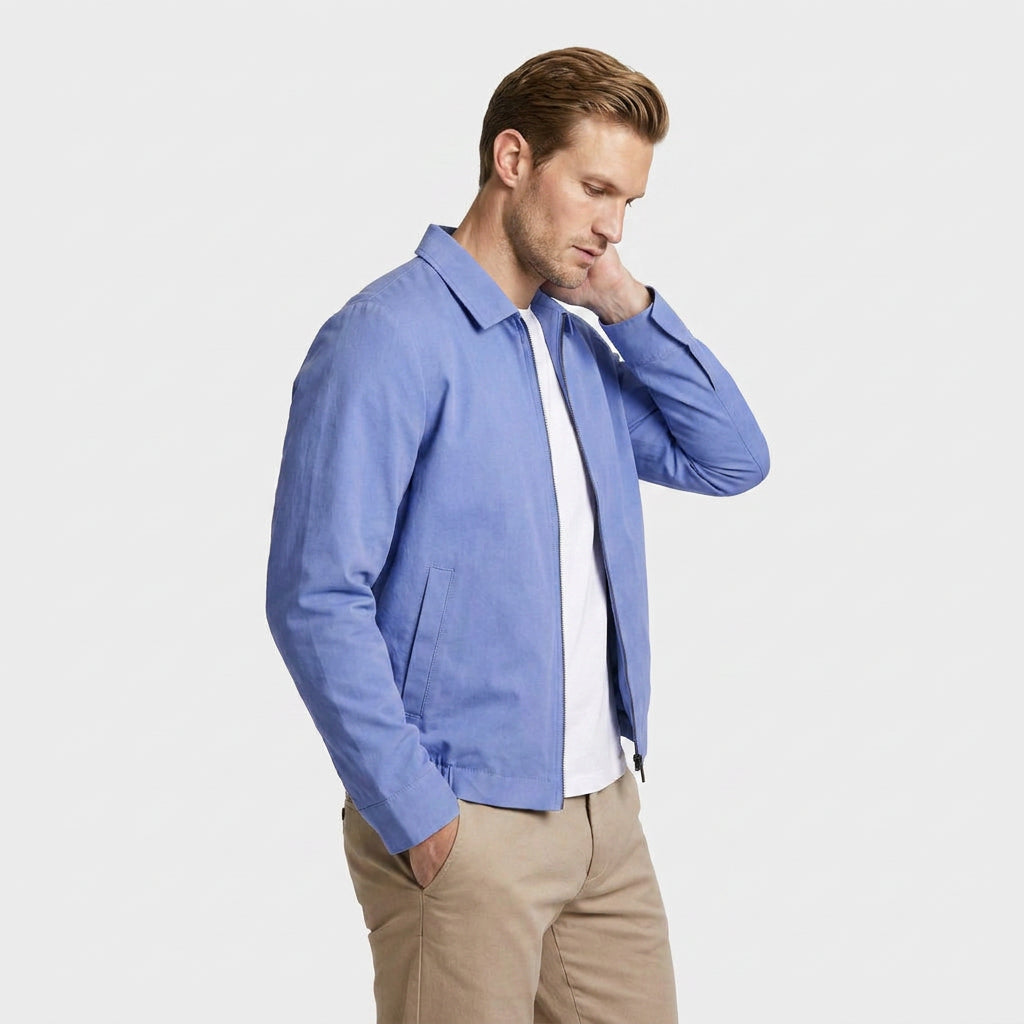 Harrington Jacket Full Zip Spread Collar for Men
