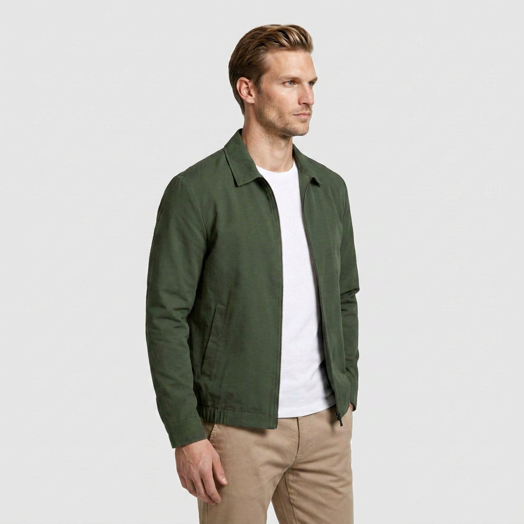 Harrington Jacket Full Zip Spread Collar for Men