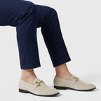 Suede Loafer Gold Chain Bit Hardware for Men
