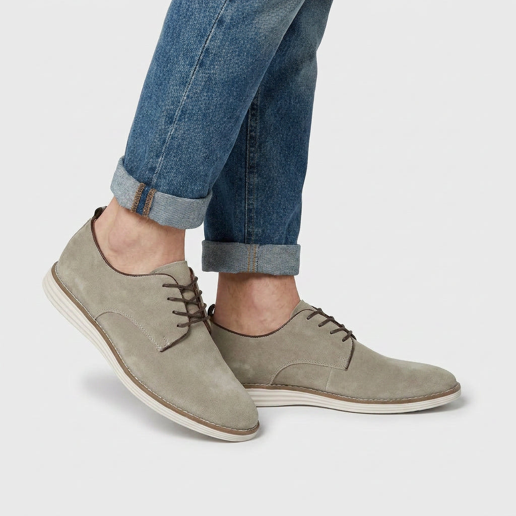 Suede Derby Shoe Contrast Sole Lace-Up for Men