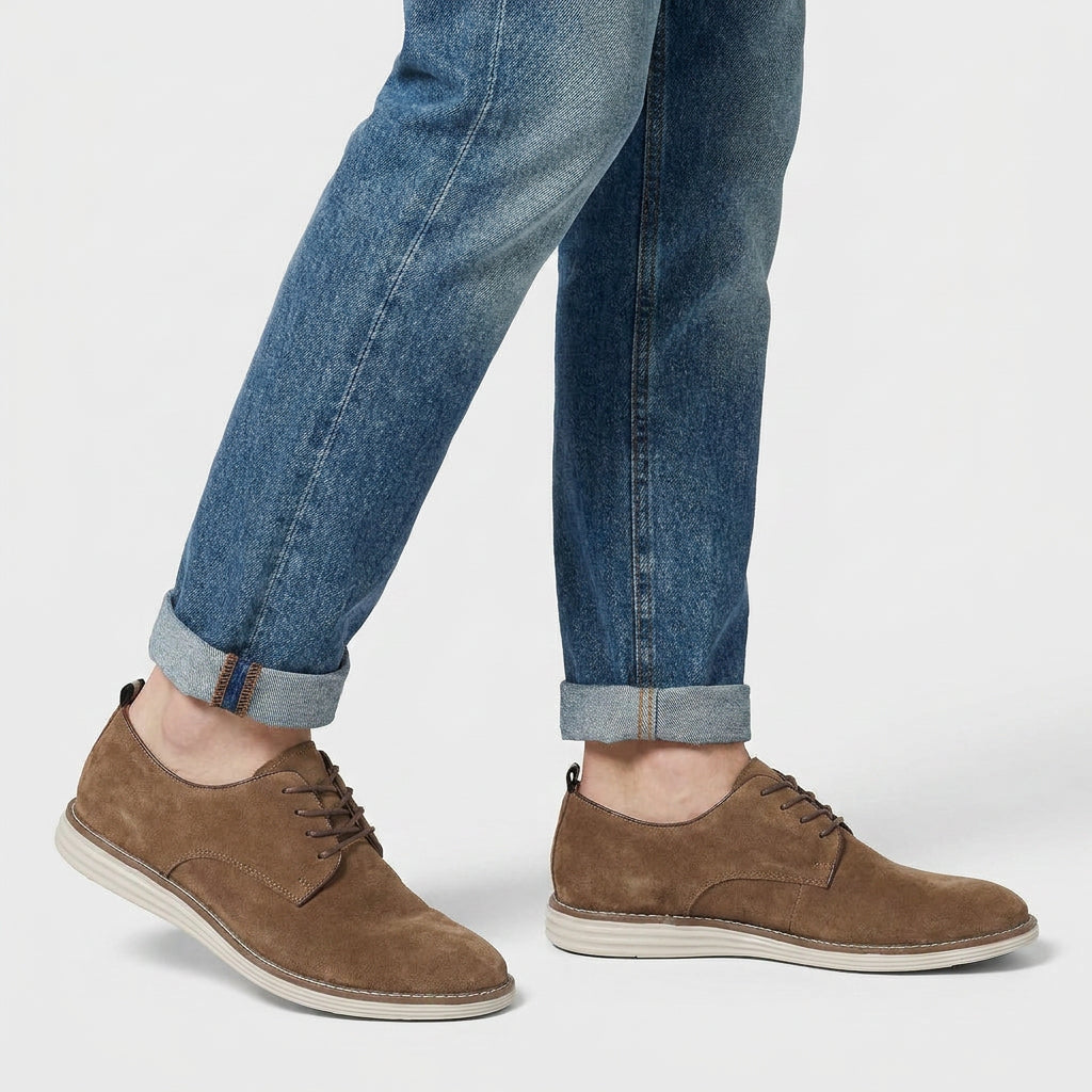 Suede Derby Shoe Contrast Sole Lace-Up for Men